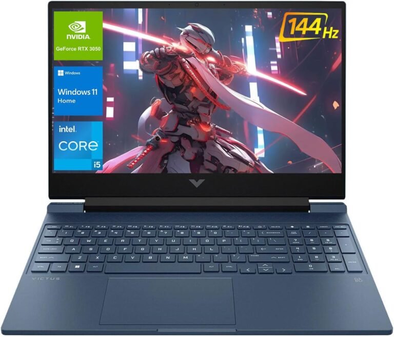 HP Victus 15.6 i5 Gaming Laptop computer, 15.6″ FHD 1920*1080 144Hz, Intel Core i5-12450H, NVIDIA GeForce RTX 3050, 16GB RAM, 1TB SSD, Backlit KB, Touchpad, SD Card Reader, Webcam, HDMI, Wi-Fi 6, W11 H, Blue