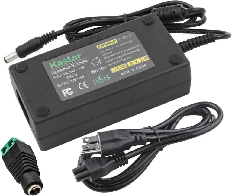 Kastar AC Adapter, Energy Provide 12V 6A 72W, Tip Measurement 5.5 * 2.5mm for LCD Monitor, LCD TV, 5050 3528 5630 LED Strip Gentle, Tape Gentle, Rope Gentle, Wi-fi Router, ADSL Cats, Safety Digicam