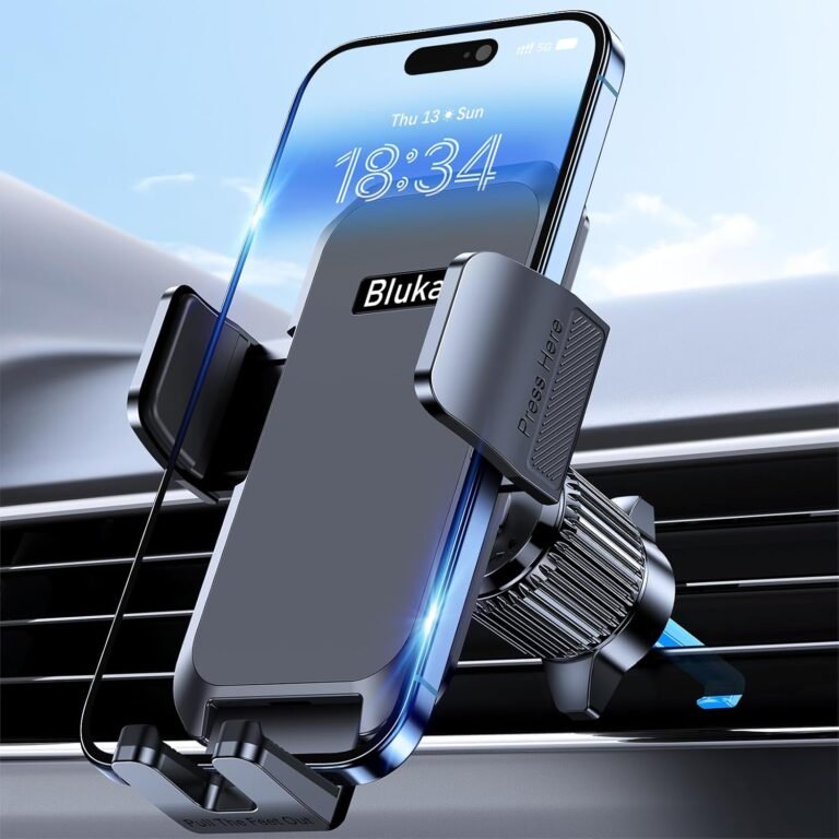 Automotive Telephone Holder Mount, Tremendous Secure Air Vent Cell Telephone Automotive Mount with 2024 Metallic Hook Clip, 360° Rotation,One Button Launch for iPhone, Samsung, Google, and All Different Smartphones