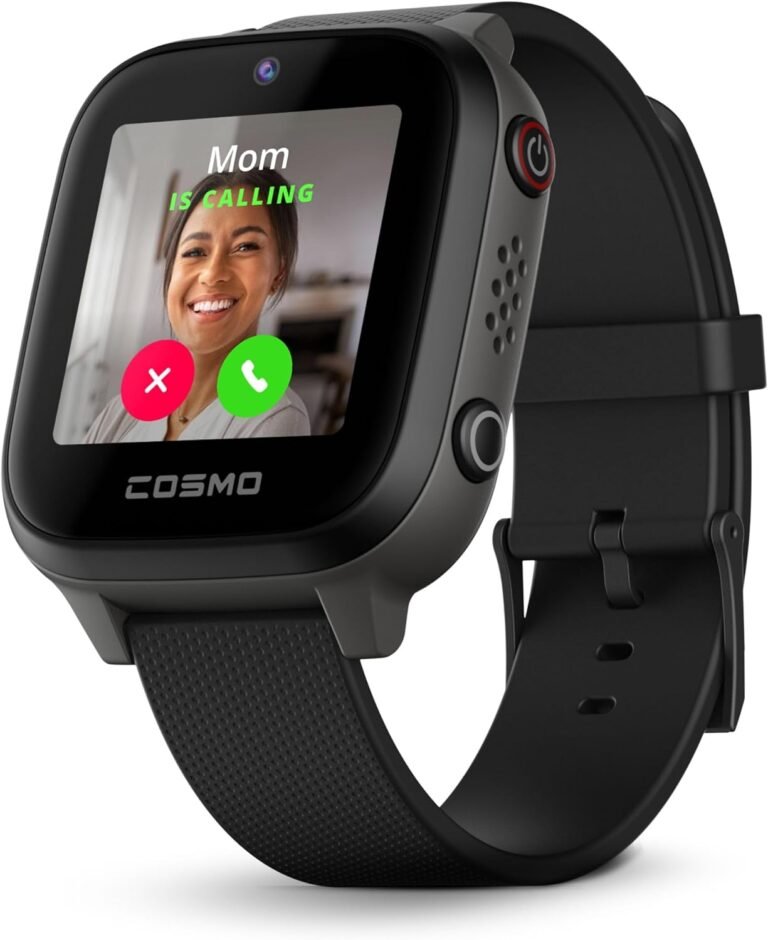 JrTrack 4 Youngsters Good Watch by Cosmo | Telephone Watch & GPS Tracker | Enhanced Parental Controls | Name, Textual content, Exercise, Faculty Lock | Spotify Music | SIM Card Included | SOS & Security Alerts | (Black)