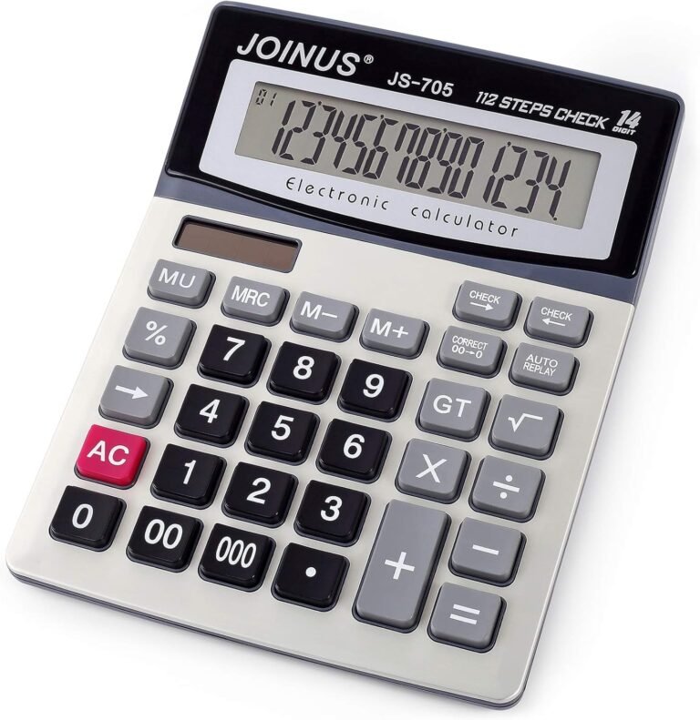 Giant 14-Digit LCD Show Desktop Calculator with Test & Appropriate Operate, Photo voltaic Battery Twin Energy Calculator, Giant Laptop Keys Electronics Calculator for Workplace College Calculating