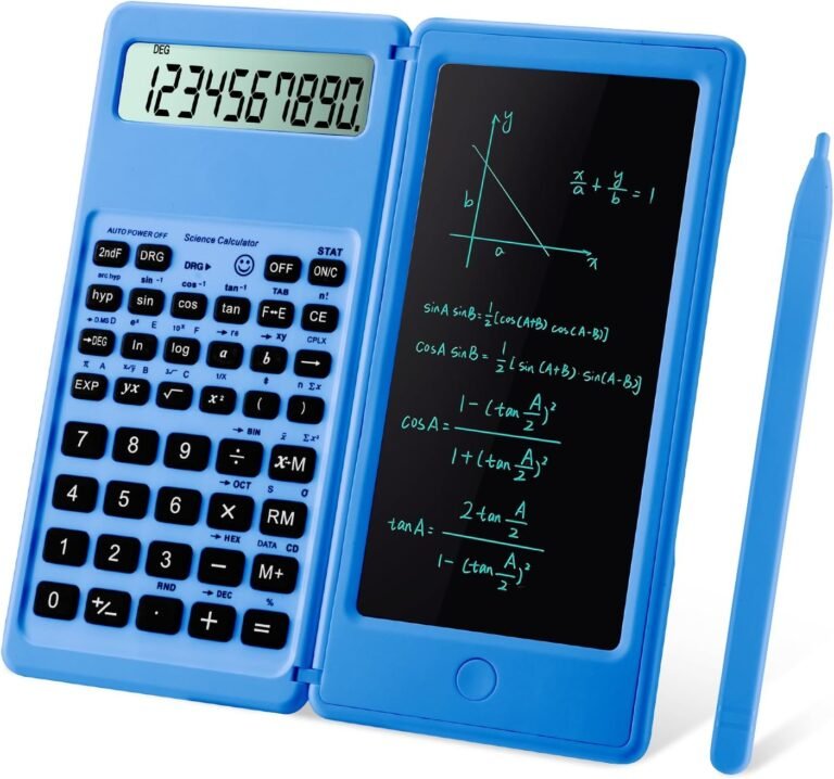 Scientific Calculators for College students, Blue Math Calculator with Notepad,10-Digit Massive Display screen, Classroom Should Haves for Center Excessive College Provides & Faculty （Blue）