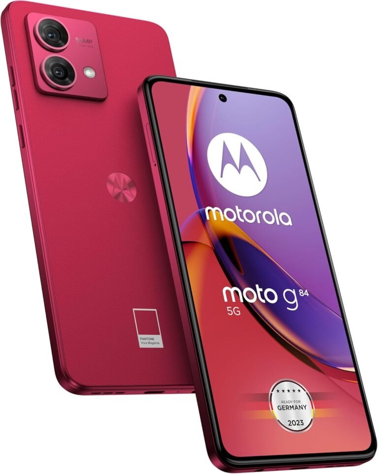 Motorola Moto G84 5G (GSM Unlocked, Worldwide Model) 256GB + 12GB RAM Twin SIM Android 13 Smartphone (Viva Magenta)