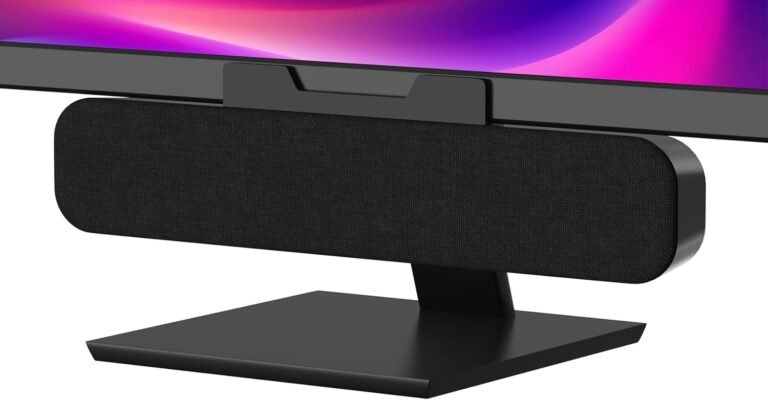 Pc Audio system for Desktop Computer, Monitor Audio system for Laptop computer,Computer Audio system with Loud Sound,Quantity Management Simply Clamps to Displays(USB-C to USB Adapter Included) (Black)