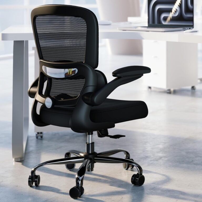 Workplace Chair – Ergonomic Desk Chair with Adjustable Lumbar Assist, Mesh Laptop Chair, Govt Chair for Residence Workplace Snug Lumbar Assist (Black)