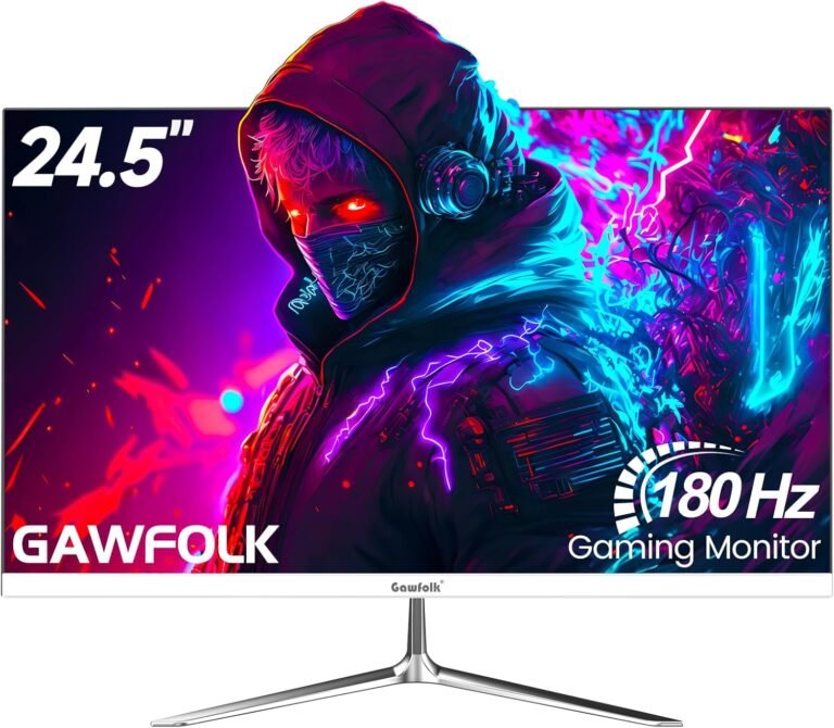 24.5 Inch Gaming Monitor, 144hz/180hz PC Monitor FHD 1080P Frameless Laptop Screens, VA, sRGB 100%, DisplayPort, HDMI, Eye Care, Wall Mount Appropriate (White)