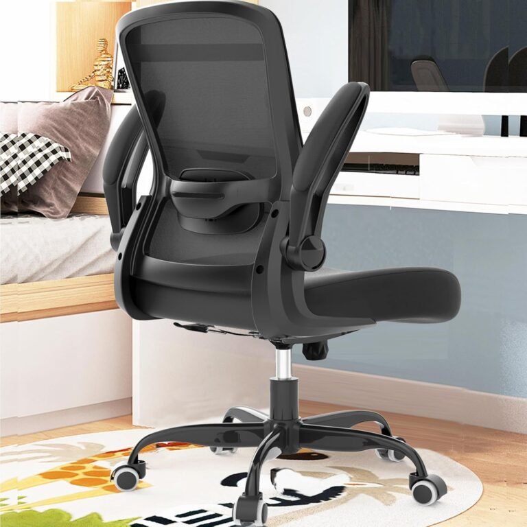 Workplace Chair, Cozy Desk Chair with Adjustable Lumbar Help, Excessive Again Mesh Ergonomic Laptop Chair with Flip-up Armrests-BIFMA Handed Job Chairs, Government Chair for House Workplace