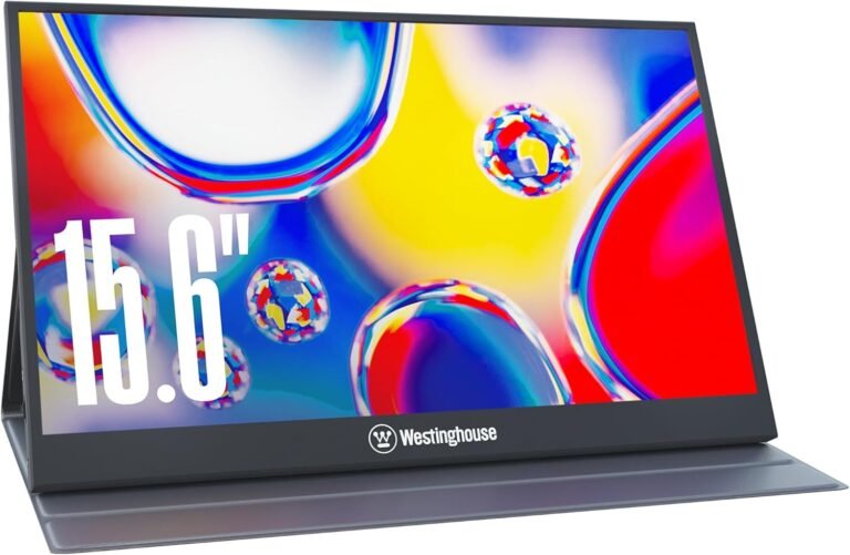 Westinghouse 15.6 Inch Transportable Monitor for Laptop computer & Journey, 1080p, 60Hz, IPS Show, Full HD Transportable Journey Monitor with Magnetic Protecting Cowl, In-built Audio system, 1x Mini HDMI, 1x USB Kind-C