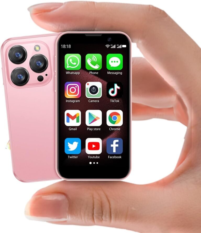 Mini Smartphone Unlocked Mini telephone for teenagers with 3.0″ HD Contact Display World’s Smallest Cell Telephone Quad Core Twin Sim Card Face ID Android Compact Small Cellular Telephones for Pupil Pocket 2GB+16GB Pink