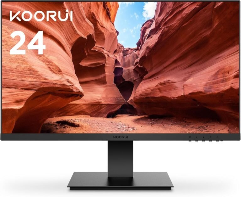 KOORUI 24-inch Pc Monitor Full HD 1920 x 1080p VA Show 3000:1 Distinction Ratio with HDMI, VGA, Frameless, 75 x 75 mm VESA Mountable, Ergonomic Tilt, Black