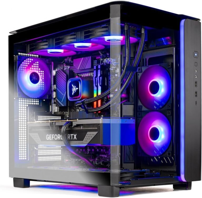 Skytech King 95 Gaming PC Desktop, Ryzen 7 9800X3D 4.7 GHz (5.2 GHz Turbo Enhance), AMD RX 7800XT 16GB GDDR6, 1TB Gen4 SSD, 32GB DDR5 RAM 6000 RGB, 1000W Gold ATX 3.0 PSU, 360mm ARGB AIO, Win 11 House