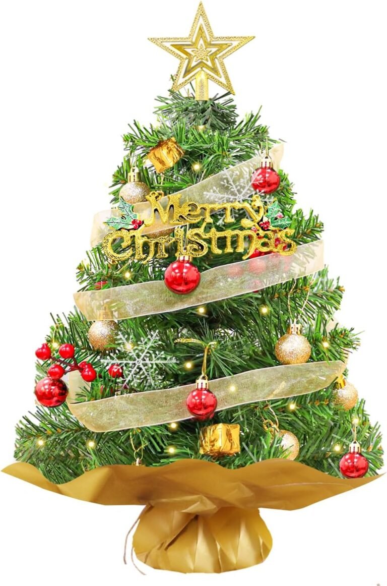 Mini Christmas Tree 2FT Inexperienced Synthetic Small Christmas Tree with Small Heat Gentle and Hanging Ornaments Desktop Xmas Tree for Chrismtas DIY Presents Provides Workplace Dwelling Get together Decorations