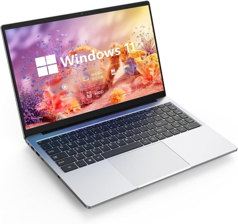 OTVOC Laptop computer 15.6 inch Home windows 11, Celeron N5105, Quad Core, As much as 2.9GHz, 16GB RAM, 512GB NVME SSD,As much as 4TB, 15.6″ FHD IPS 1920×1080, HDMI, HDD, Sort-C, RJ45, Help Home windows 10, Silver