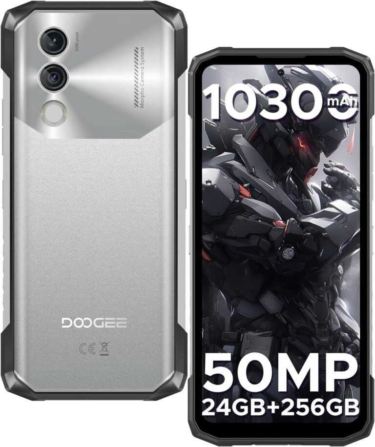 DOOGEE Blade10 Energy Rugged Smartphone Unlocked,24GB+256GB/2TB, 10300mAh Rugged Telephone, 6.6”HD+90Hz Android 14 Cell Telephone, 50MP Digicam, 3 Card Slots/Face Unlock/Fingerprint/NFC/Wi-Fi6E/IP69K