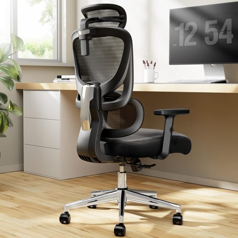 Marsail Ergonomic Workplace Chair Desk Chair,Gaming Chair with Peak Adjustable Lumbar Assist,Breathable Mesh Seat Adjustable Swivel Rolling Dwelling Govt, Adjustable Armrest& 2D Headrest,Black