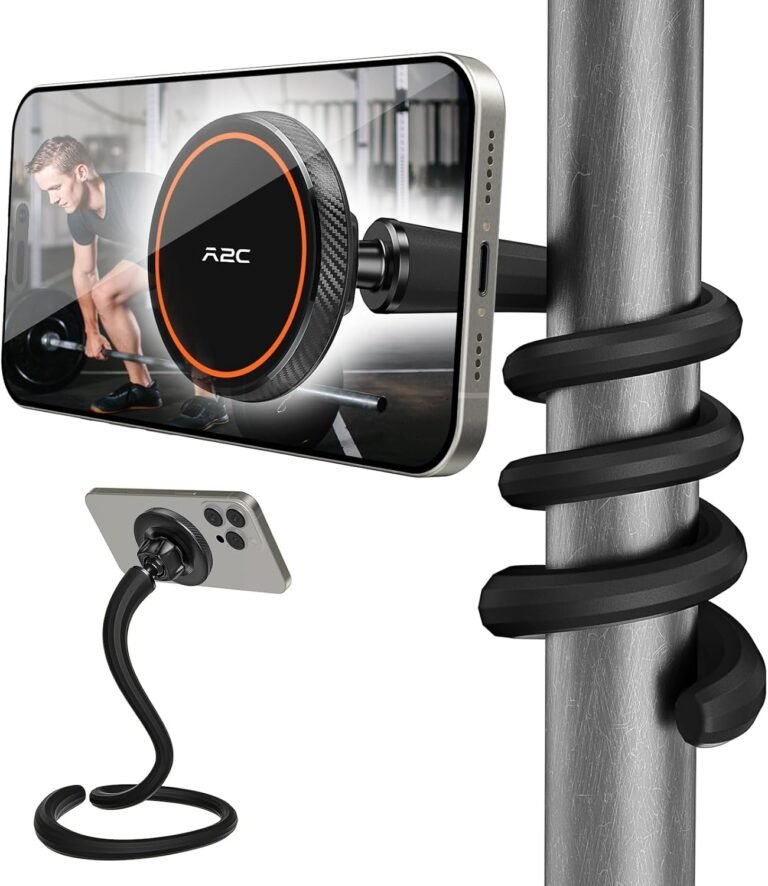 A2C Versatile Gooseneck Telephone Holder for iPhone Magsafe, Lengthy Arm Gymnasium Magnetic Telephone Holder for Treadmill Peloton, Moveable Health Residence Gymnasium Accent, Telephone Mount for Stroller/Buying/Golf Cart/Desk