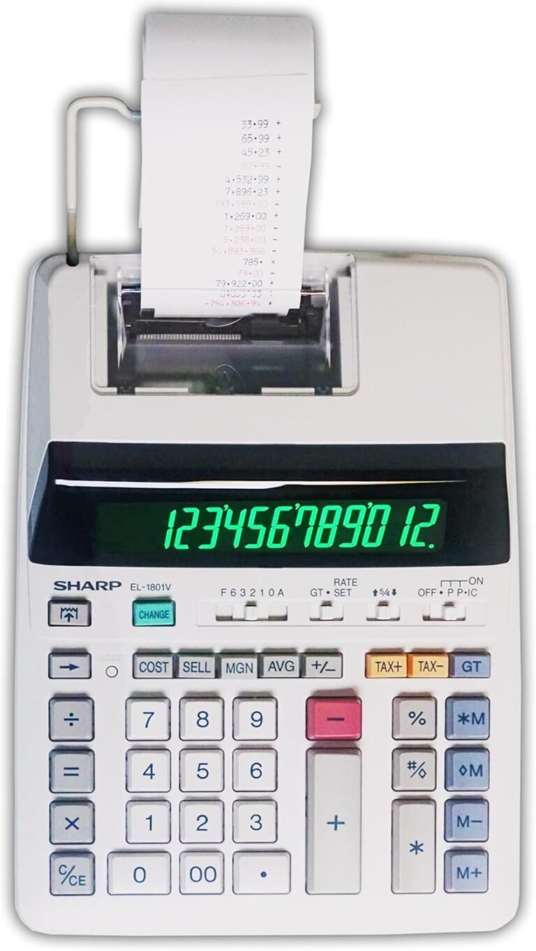 Sharp EL-1801V Ink Printing Calculator, Fluorescent Show, AC, Off-White