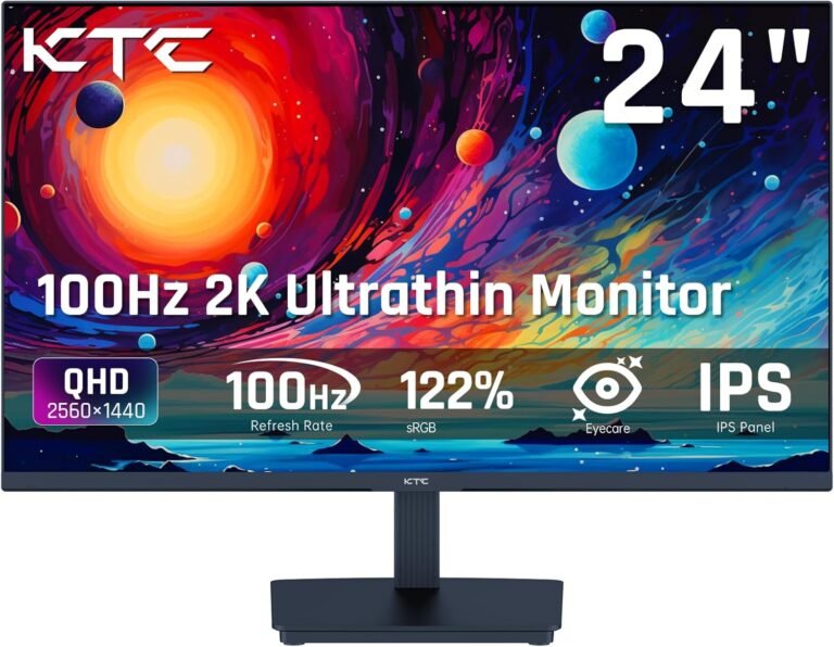 KTC 24 Inch QHD 100Hz Pc Monitor IPS 2K, 1300:1 Distinction, Anti-Blue Gentle Display screen, 122% sRGB, Help FreeSync and GSync, HDMI2.0/DP/Earphone for Gaming and Workplace Working H24T27