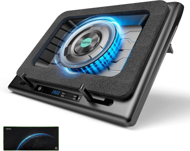 llano Gaming Laptop computer Cooler, Laptop computer Cooling Pad Stand with 5.5inch Exterior Cooling Fan, Quick Cooling Laptop Laptop computer 15.6-21in, Adjustable Pace, Contact Management, 3-Port USB A, A Mouse Pad Included