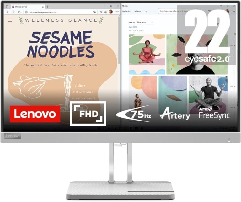 Lenovo L22e-40 Monitor, 21.45” Show, Full HD Decision, 250 nits Brightness, 75Hz Refresh Price, AMD FreeSync, HDMI and VGA Ports, Tilt-Adjustable Stand, Pure Low Blue Gentle, Cloud Gray