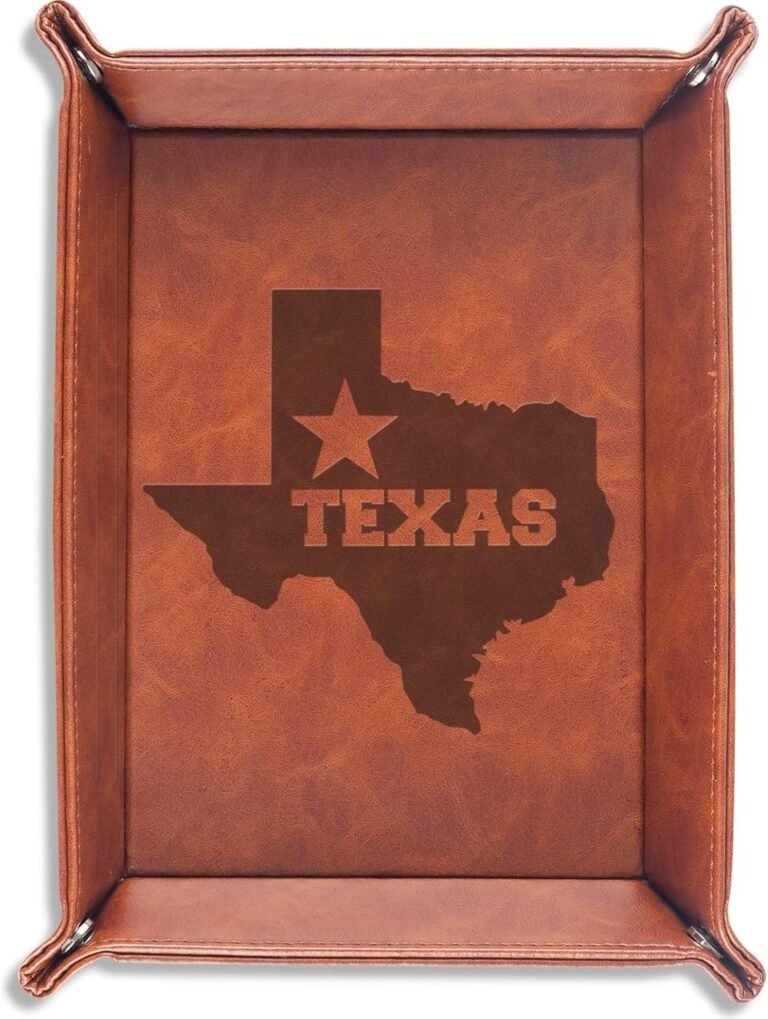 Texas Presents for Males, Texas Themed Souvenirs Journey Homesick Presents, US States Themed Presents Valet Tray for Him, Male, Boyfriend, Son, Husband, Dad, Desktop Organizer PU Leather-based Tray