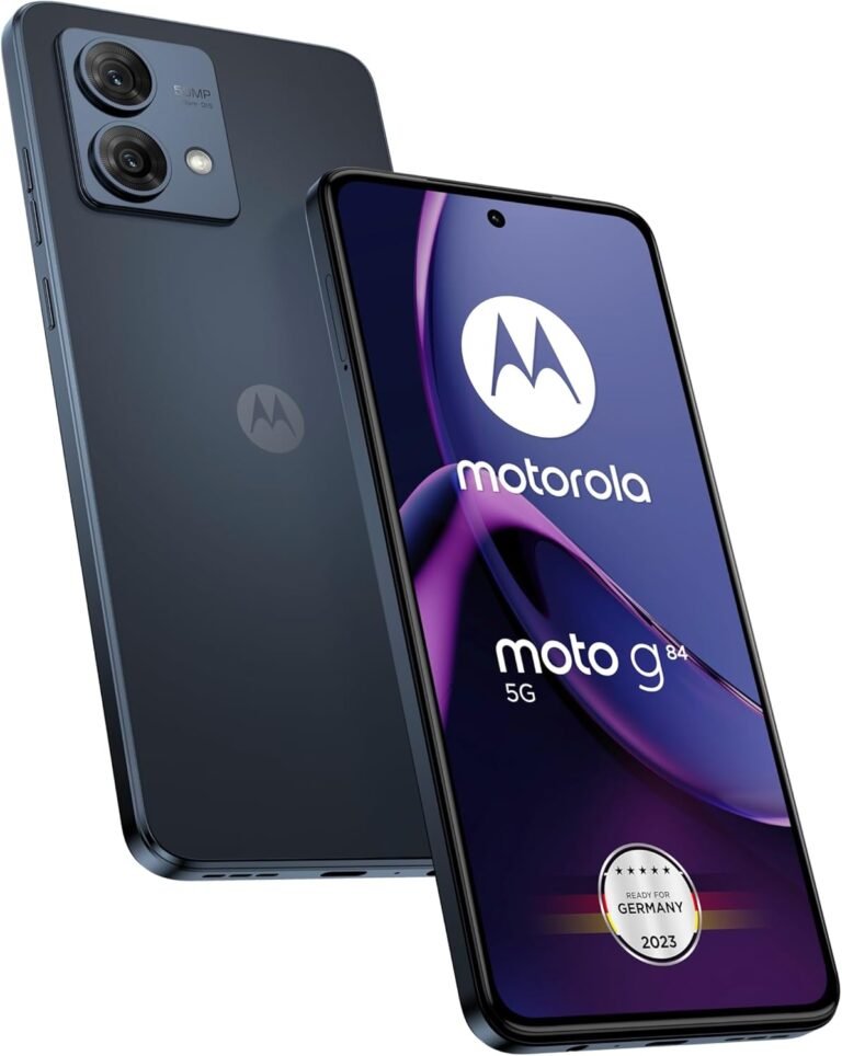 Motorola Moto G84 5G (GSM Unlocked, Worldwide Model) 256GB + 12GB RAM Twin SIM Android 13 Smartphone (Midnight Blue)