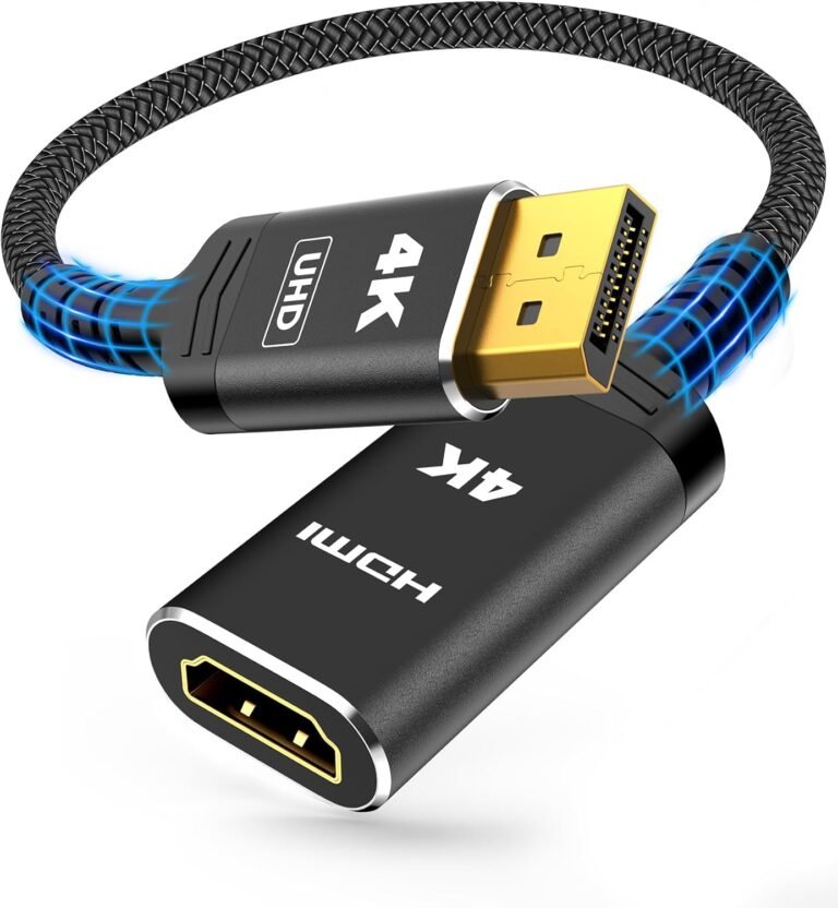 Highwings 4K DisplayPort to HDMI Adapter, Uni-Directional DP to HDMI Adapter Converter Cable Male to Feminine, HDMI Abapter Appropriate with Laptop computer Desktop HDTV Monitor Projector, Black, Passive