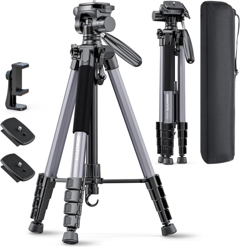 74″-Digital camera-Tripod, Grey Skilled Aluminum Tripod Stand for Mirrorless Digital camera/DSLR/Cell Cellphone/Camcorder/GoPro, with Cellphone Holder and Journey Bag (Gunmetal Grey)