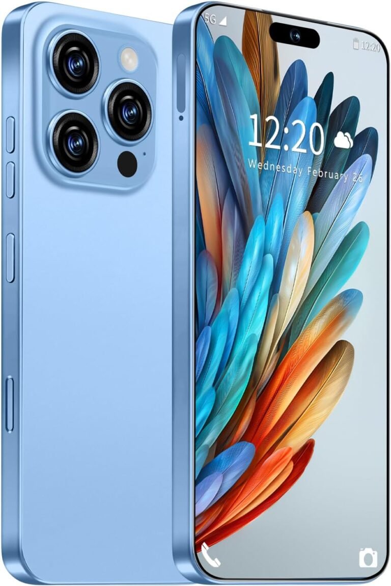 Huness I16 ProMAX Smartphone Unlocked Cell Cellphone,6.99″ HD Display Unlocked Cellphone,8+256GB Android 13 with 128GB Reminiscence Card,Face ID/Twin SIM/5G/Fingerprint Button Unlock/Photographs/GPS (Blue)
