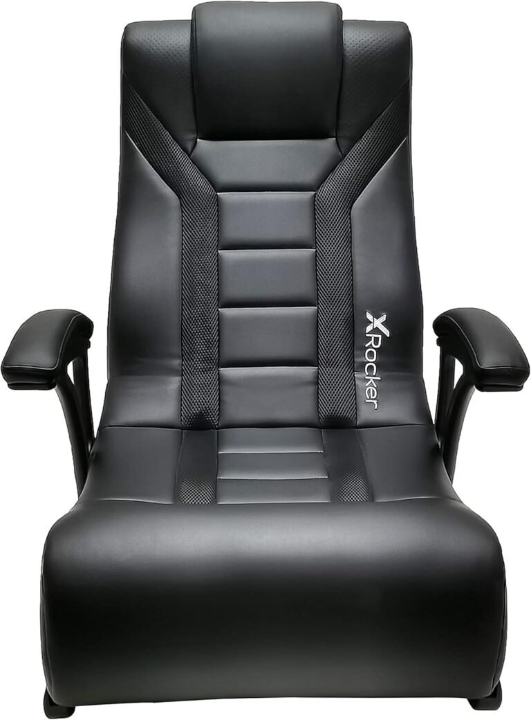 X Rocker Jynx Flooring Gaming Chair, Headrest Mounted Audio system, 2.1 Bluetooth Audio System, Wi-fi, Recliner with Padded Armrest, 5111601, 37.01″ x 22.83″ x 34.65″, Black