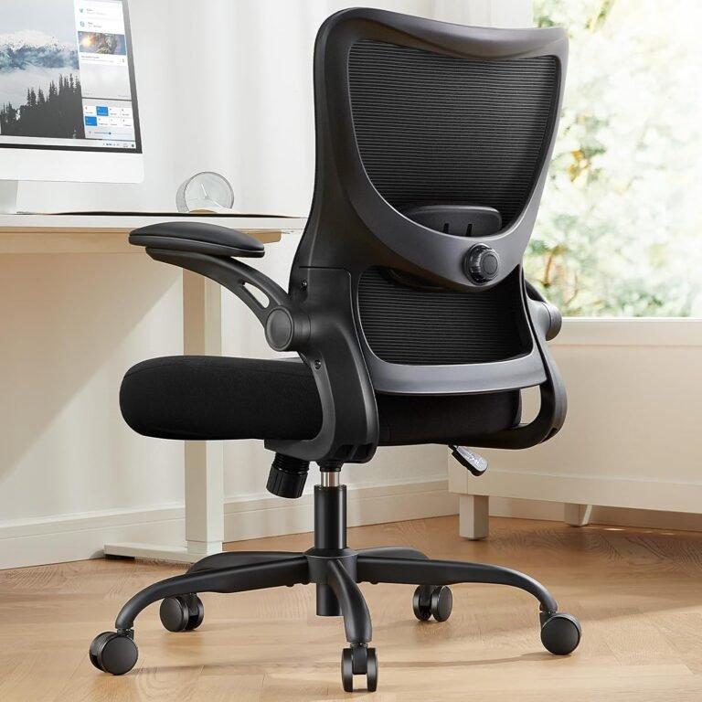 Marsail Workplace Chair Ergonomic Desk Chair with 3 Methods PU Armrests and Adjustable Lumbar Help Breathable Mesh Laptop Chair Govt Rolling Swivel Cozy Activity Chair for Dwelling Workplace Gaming
