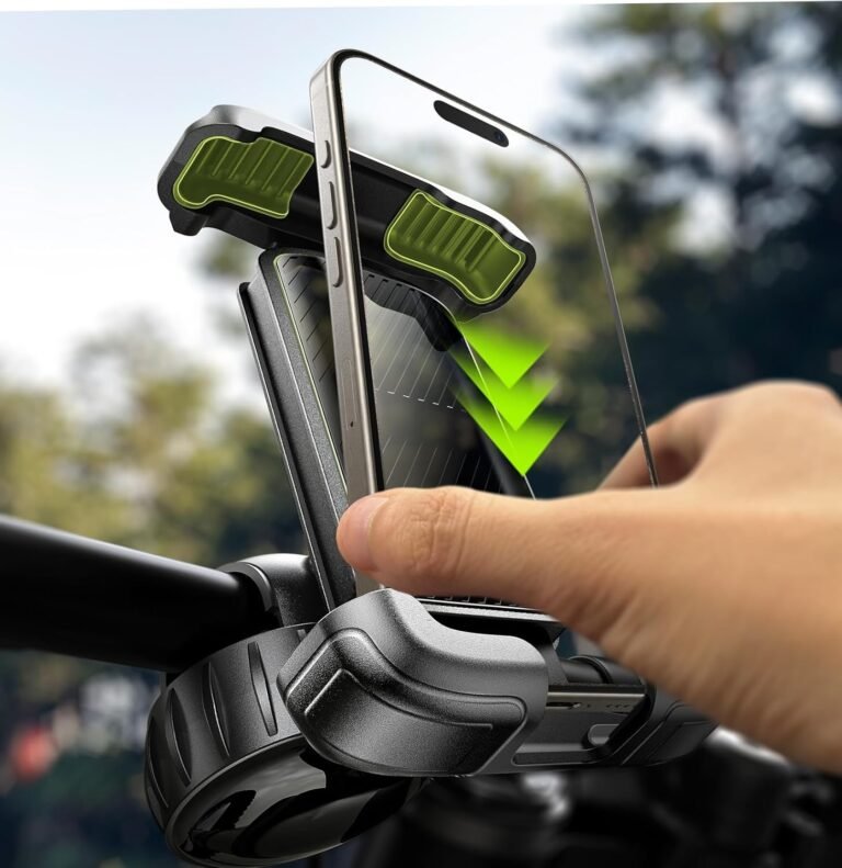 LISEN Bike Telephone Holder, [2024 Upgrade] Motorbike Telephone Mount, Bicycle Telephone Holder, Handlebar Telephone Mount, Dust Bike Equipment, Bicycle Equipment, Items for Males for iPhone 4.7-7″ Telephone, Black