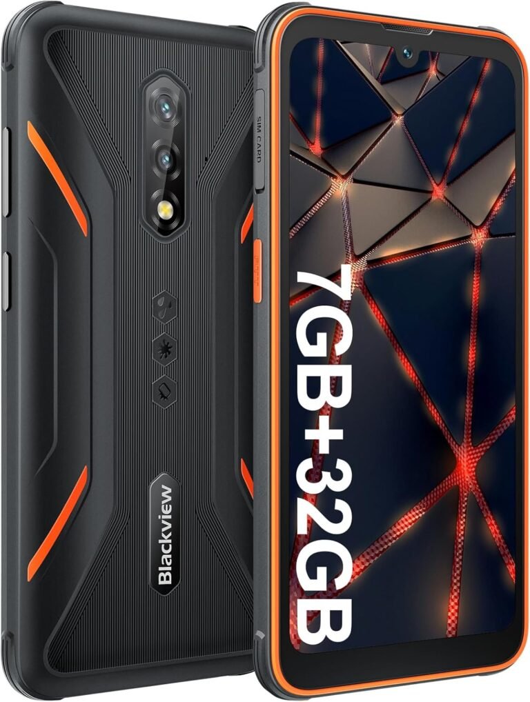 Blackview Cellphone BV5200, Rugged Cellphone 7(4+3)GB+32GB 1TB Develop, 6.1” Incell 13MP Digicam Smartphones, 5180mAh Rugged smartphone, 3 Card Slots, IP69K, Face ID, Glove Mode, NFC/OTG/4G LTE+5G WiFi-Orange