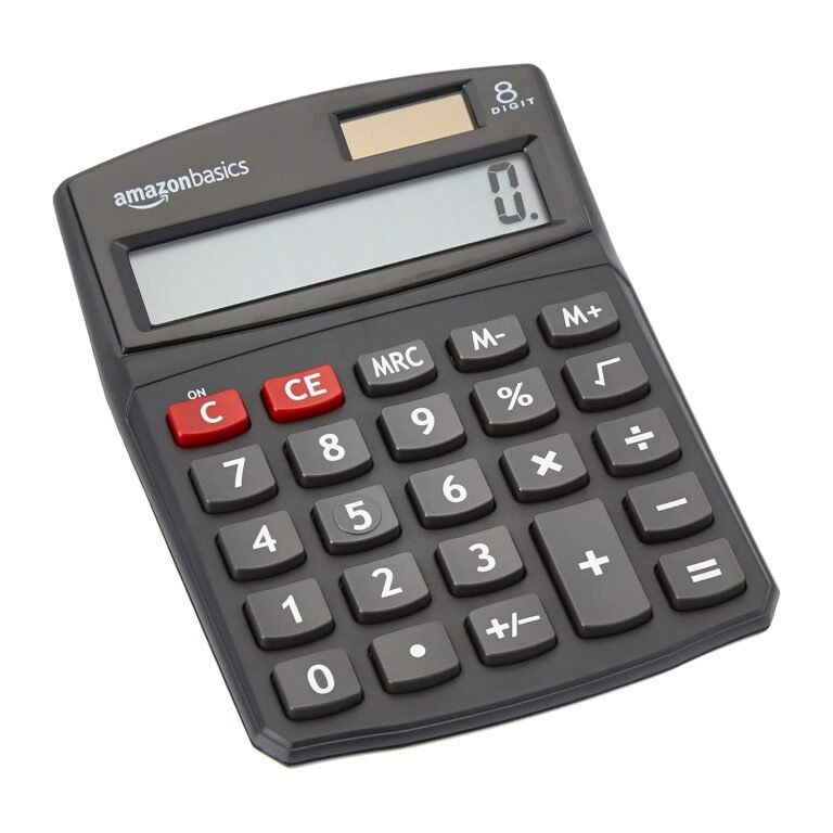 Amazon Fundamentals LCD 8-Digit Desktop Calculator, 1 Pack, Small, Black