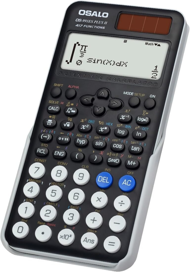 OSALO Scientific Calculator 417 Perform 2 Line 10+2 Digits Written Show Photo voltaic and Battery Calculators for Faculty School College students Secondary Black (OS 991ES Plus 2nd Version)