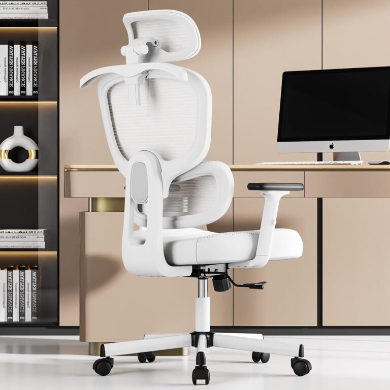 Workplace Chair, Ergonomic Desk Chair, Excessive Again Desk Chair, Huge and Tall Reclining Comfortable House Workplace Chair with Lumbar Help Breathable Mesh Laptop Chair Adjustable Armrests