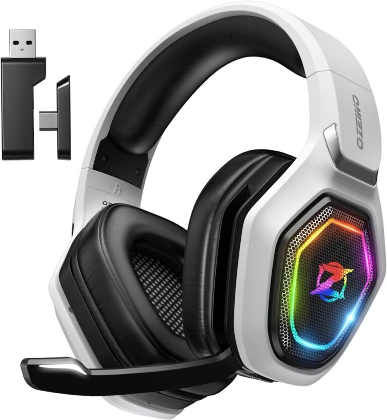 2.4GHz Wi-fi Gaming Headset for PC, Ps5, Ps4 – Lossless Audio USB & Sort-C Extremely Steady Gaming Headphones with Flip Microphone, 40-Hr Battery Gamer Headset for Change, Laptop computer, Cell, Mac