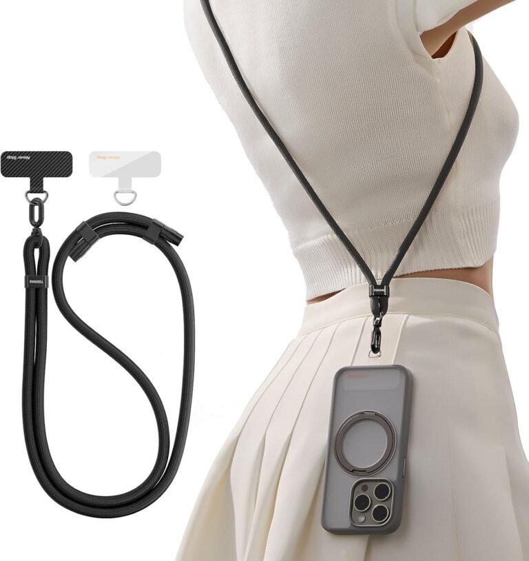 TORRAS Telephone Lanyard Crossbody with 2 Telephone Tabs, Adjustable Anti Theft Telephone Strap for All Telephones, Premium Metallic Buckles, Pores and skin-Pleasant, Common Cell Telephone Neck lanyard for Girls and Males, Black