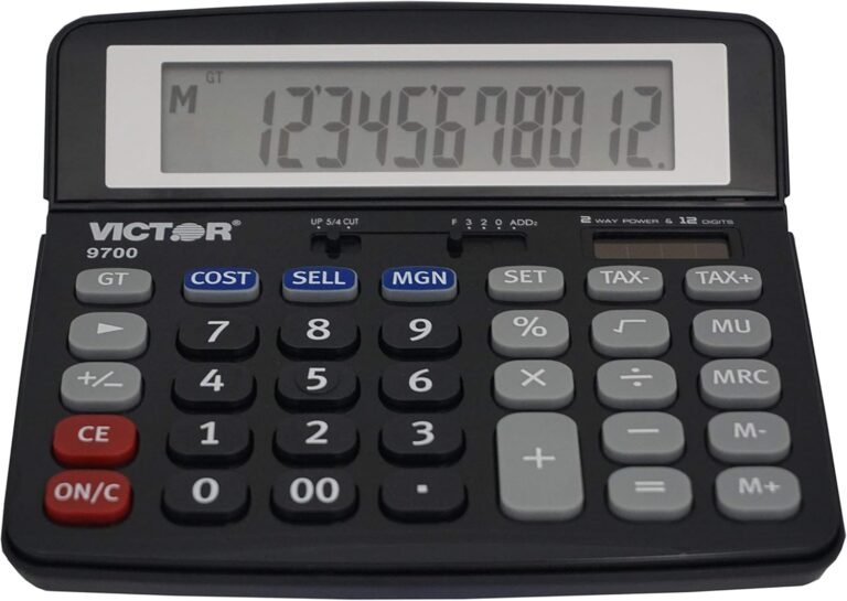 Victor 9700 12-Digit Commonplace Operate Enterprise Calculator, Battery and Photo voltaic Hybrid Powered Tilt LCD Show, Nice for Dwelling and Workplace Use, Black