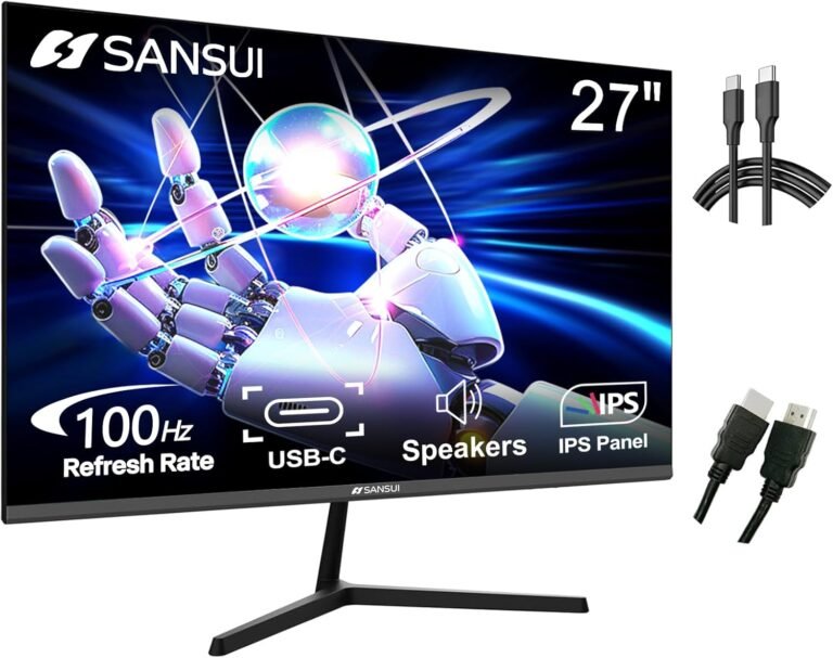 SANSUI Monitor 27 Inch IPS 100Hz Pc Monitor, USB-C FHD HDR Constructed-in Audio system HDMI DP RTS/FPS Tilt Adjustable VESA Appropriate, for Sport and Workplace (ES-27X3 USB-C Cable & HDMI Cable Included)