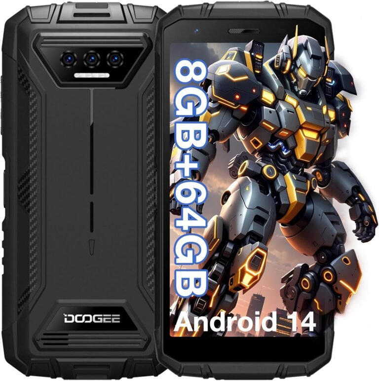 DOOGEE S41T Rugged Smartphone Unlocked 2024,Android 14,6300mAh Battery,8GB+64GB,4G Twin Sim Rugged Telephone,13MP Digital camera,IP68 Waterproof Cell Telephone,Face Unlock,NFC T-Cellular,Black