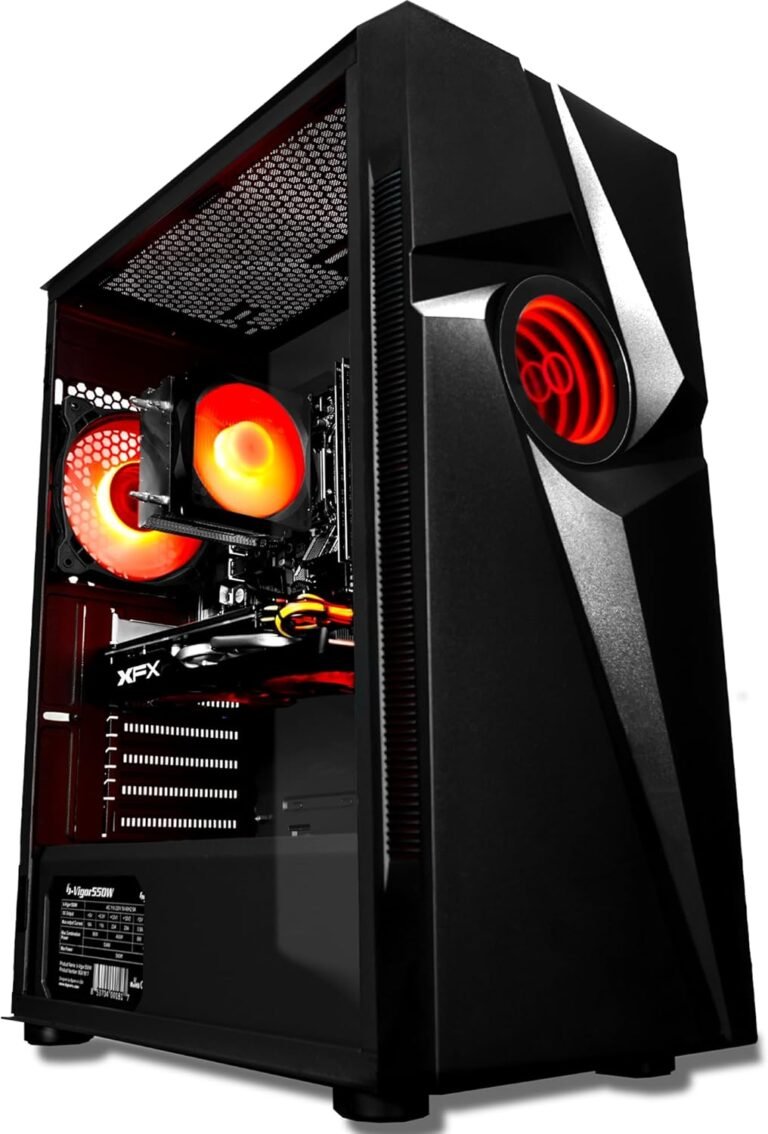 SAAV T1 Prebuilt Gaming PC Desktop – Intel Core i5 3.4GHz, 16GB RAM, AMD RX580 8GB GDDR5 GPU, 512GB NVME SSD, WiFi 5, Bluetooth, Win 10, Mouse Keyboard, PC Gaming Pc Desktop, 1-Yr Guarantee