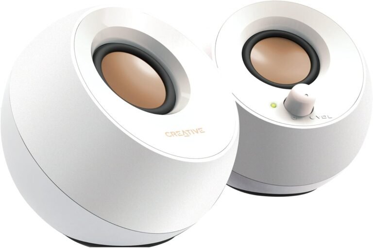 Inventive Pebble 2.0 USB-Powered Desktop Audio system with Far-Area Drivers and Passive Radiators for PCs and Laptops (White)