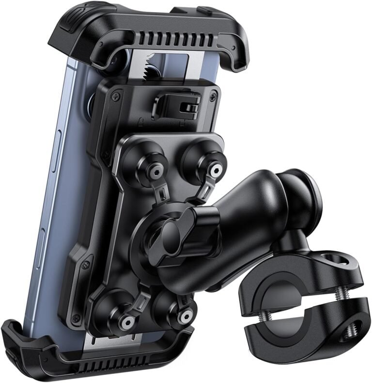 Lamicall Motorbike Telephone Mount Holder – [Dual Vibration Dampener] [720° Adjustment Arm] Motorbike Cell Telephone Holder, Bike Handlebar Telephone Mount, for iPhone 16/15/ 14/13 Professional Max, 4.7-6.7″ Telephones