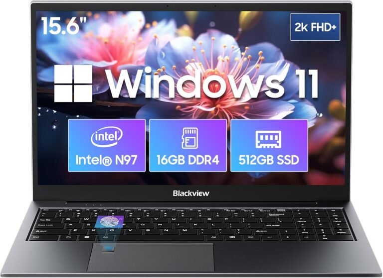 Blackview 15.6 Inch Laptop computer Pc | Gaming Laptop computer | 16GB(as much as 32GB) RAM 512GB SSD | N97 Processor | FHD 1920 * 10800 | 180 Angle Open | Home windows 11 Professional | Fingerprint Unlock, Grey