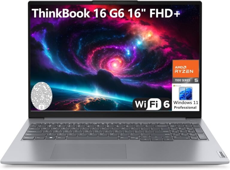 Lenovo ThinkBook 16 G6 16″ FHD+ Laptop computer Pc, Hexa-Core AMD Ryzen 5 7430U (Beat i7-1355U), 32GB DDR4 RAM, 1TB PCIe SSD, WiFi 6, Bluetooth 5.3, Fingerprint Reader, Home windows 11 Professional, AZ-XUT