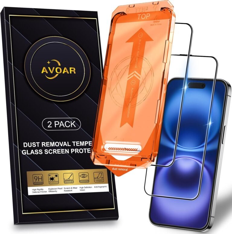 2 Pack for iPhone 16 Display screen Protector, [Automatic Dust Removal] [Drop Protection] 9H Full Display screen Tempered Glass for iPhone 16 6.1″ Bubble Free, Scratch Resistant, Case Pleasant