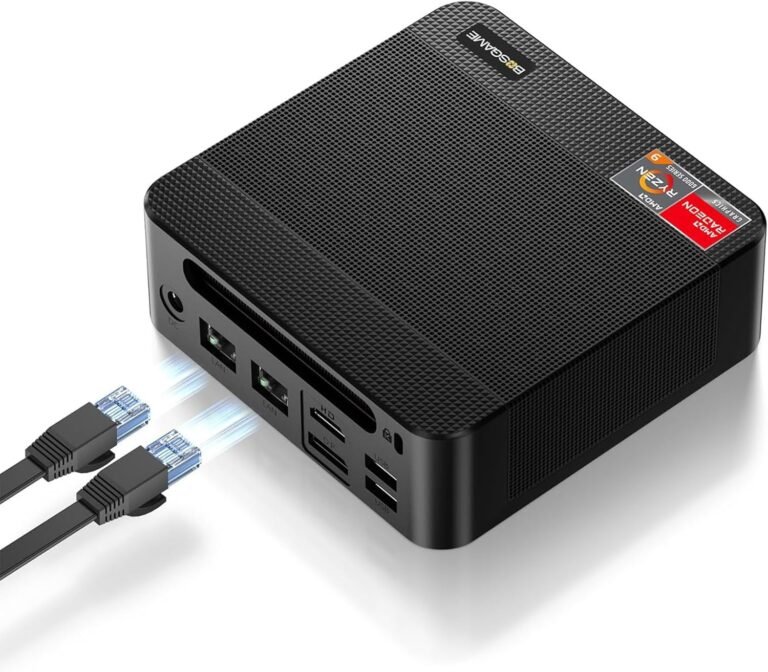 Mini PC Twin 2.5Gb LAN,AMD Ryzen 7 5800U 16GB DDR4 512GB PCIe 3.0 SSD Mini Desktop Laptop,HDMI+DP+USB-C/4K Triple Show/2×2.5GbE/WiFi6E/BT5.2 Micro PC,Dwelling Workplace Gamer