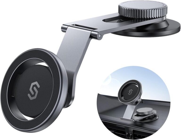 SYNCWIRE Suits MagSafe Automobile Mount for Common Dashboard, Tesla Display screen, Magnetic Cellphone Holder for Automobile, Foldable Aluminum Alloy Arm, Tremendous Steady Automobile Mount for iPhone 16 Professional Max 15 14 13 12&All Telephones