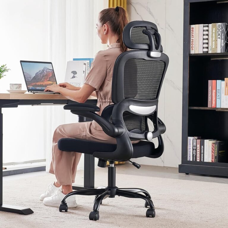 Workplace Chair Ergonomic Desk Chair, 330 LBS House Mesh Workplace Desk Chairs with Wheels, Snug Gaming Chair, Excessive Again Workplace Chair for Lengthy Hours (Black)
